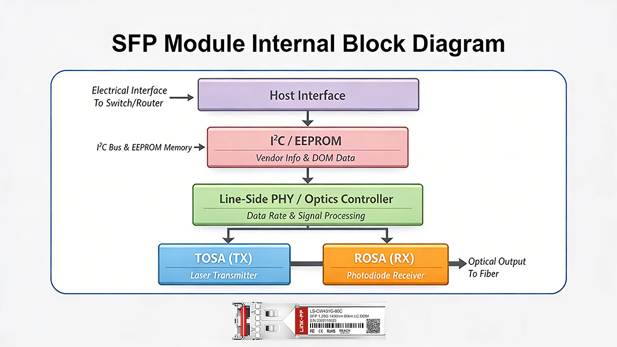 Diagrama de blocos interno do módulo SFP