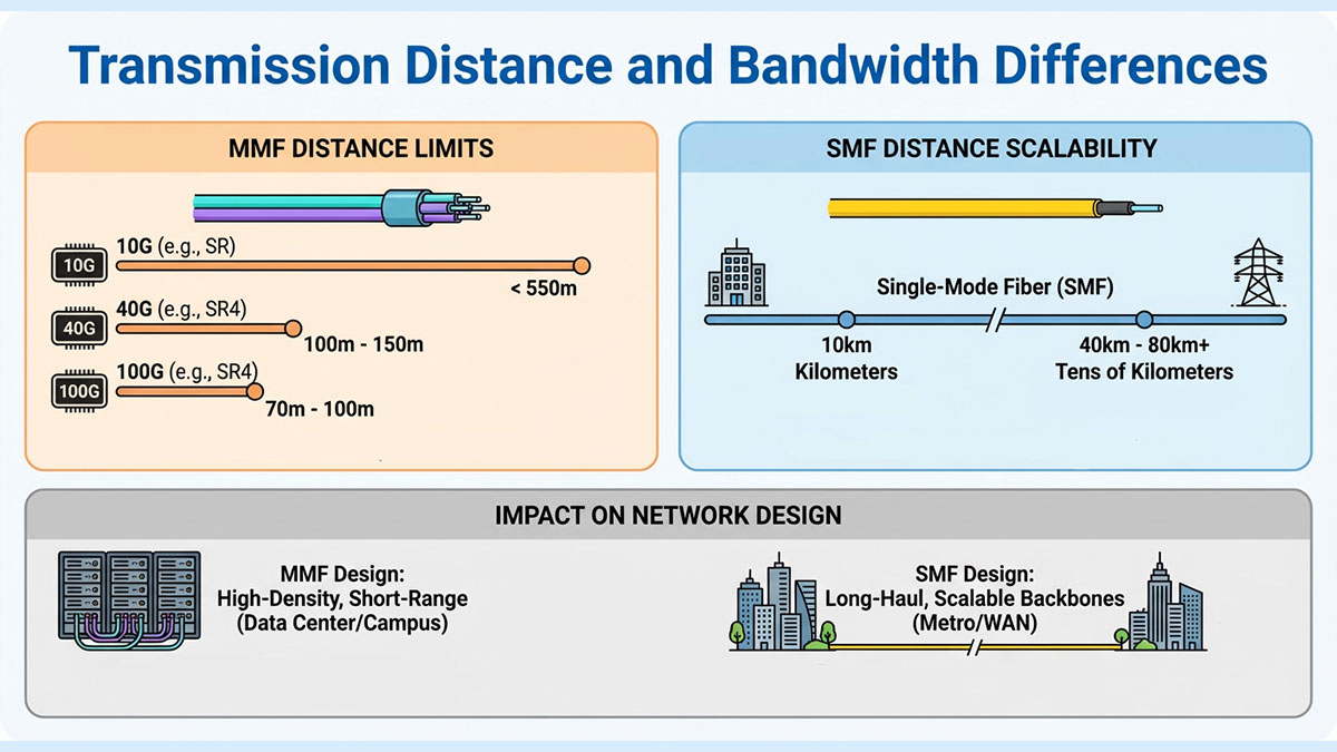 Transmission Distance and Bandwidth Differences