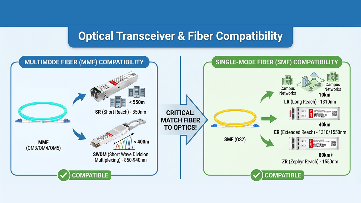 MMF vs SMF: Compatibility With Optical Transceivers