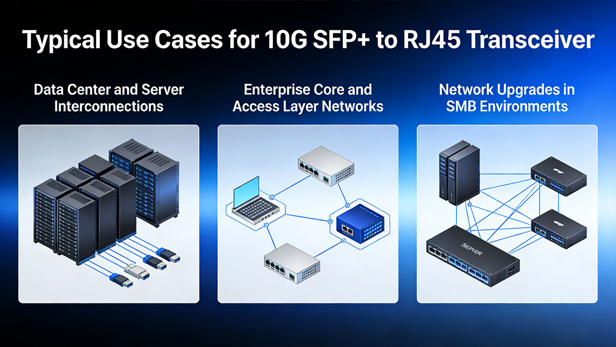 Typical Use Cases for 10G SFP+ to RJ45 Transceiver