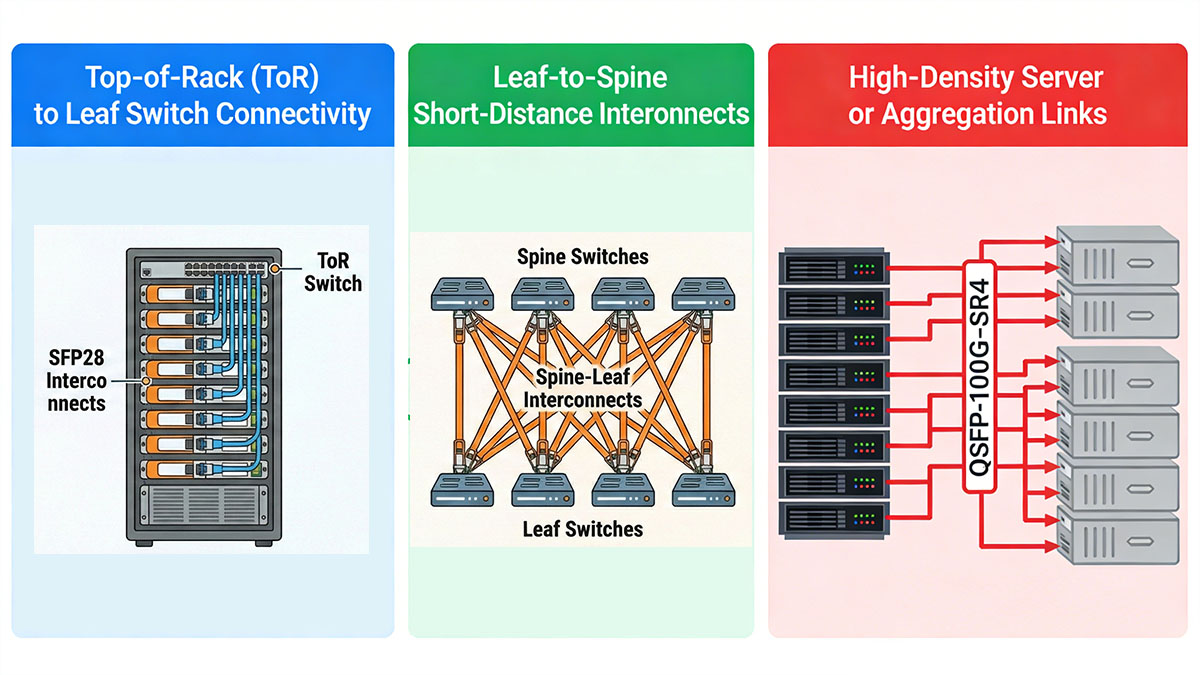 Typical QSFP-100G-SR4 Use Cases in Data Center Architectures