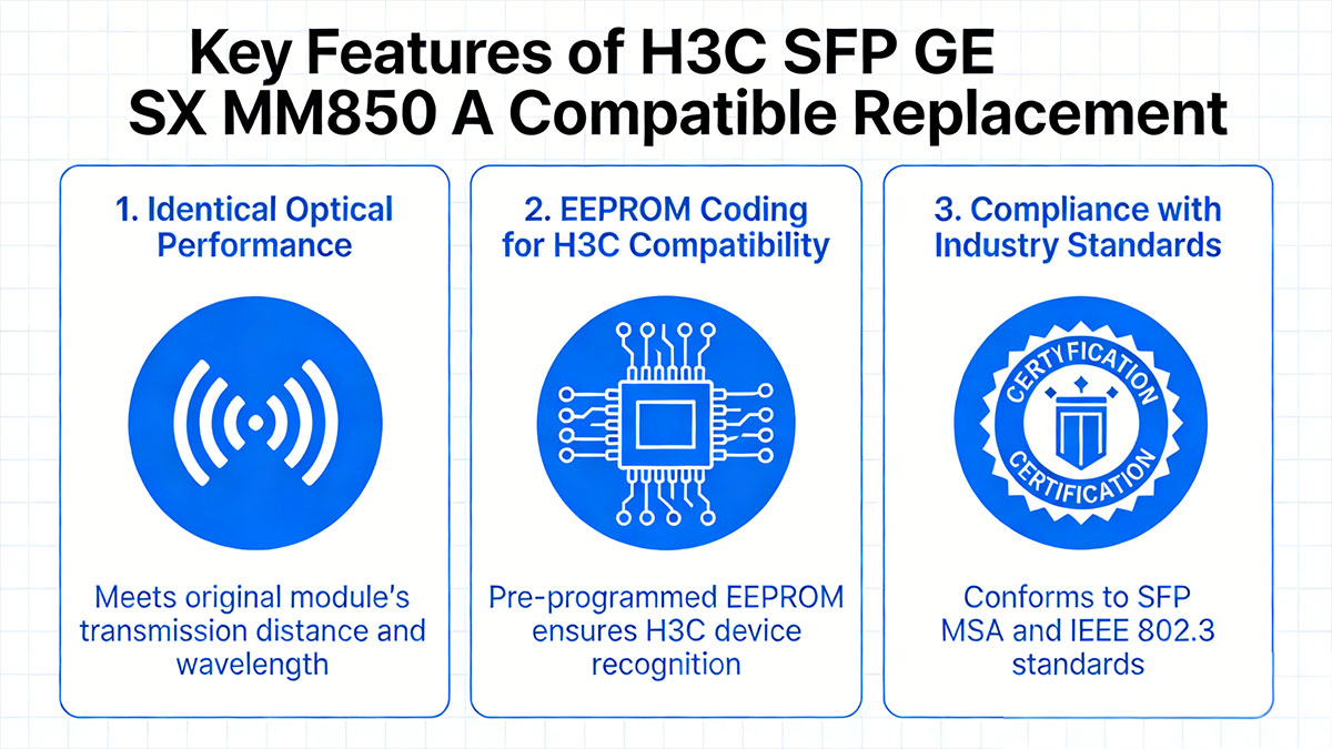 Key Features of a Compatible Replacement for H3C SFP GE SX MM850 A