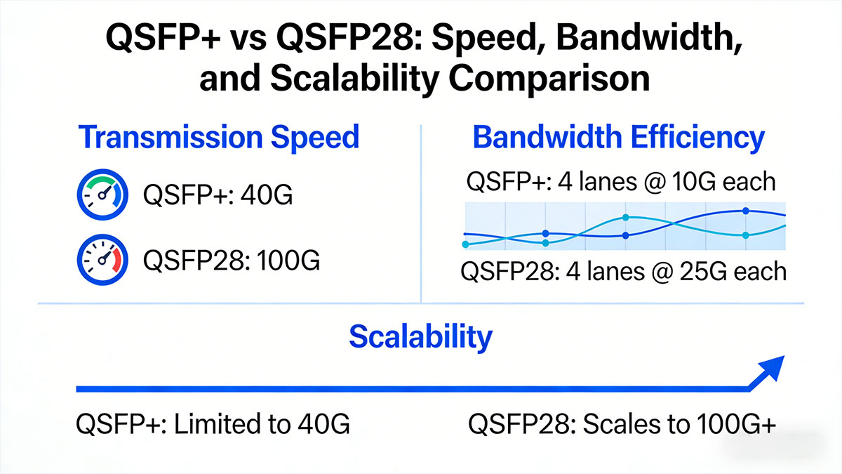 How QSFP+ Compares to QSFP28 in Speed and Bandwidth