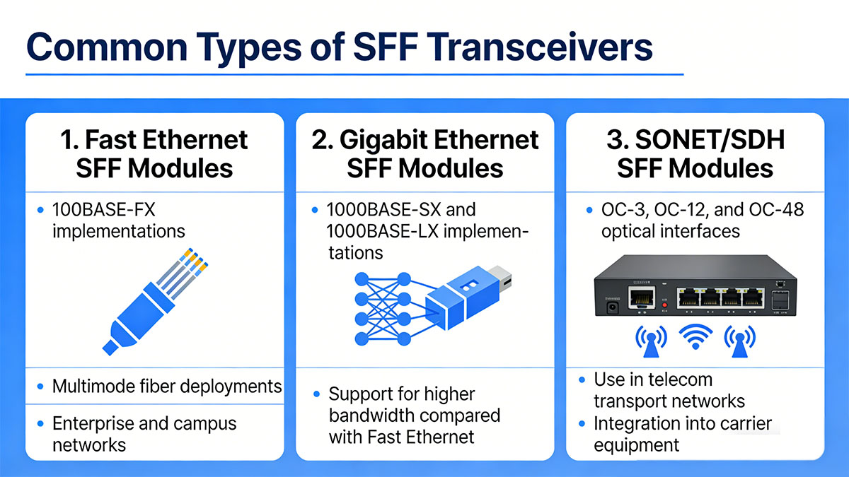 Common Types of SFF Transceivers