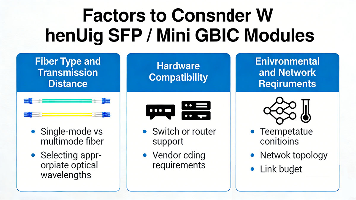 Factors to Consider When Using SFP / Mini GBIC Modules
