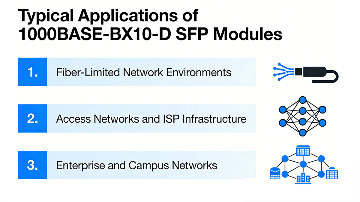 Typical Applications of 1000BASE-BX10-D SFP Modules