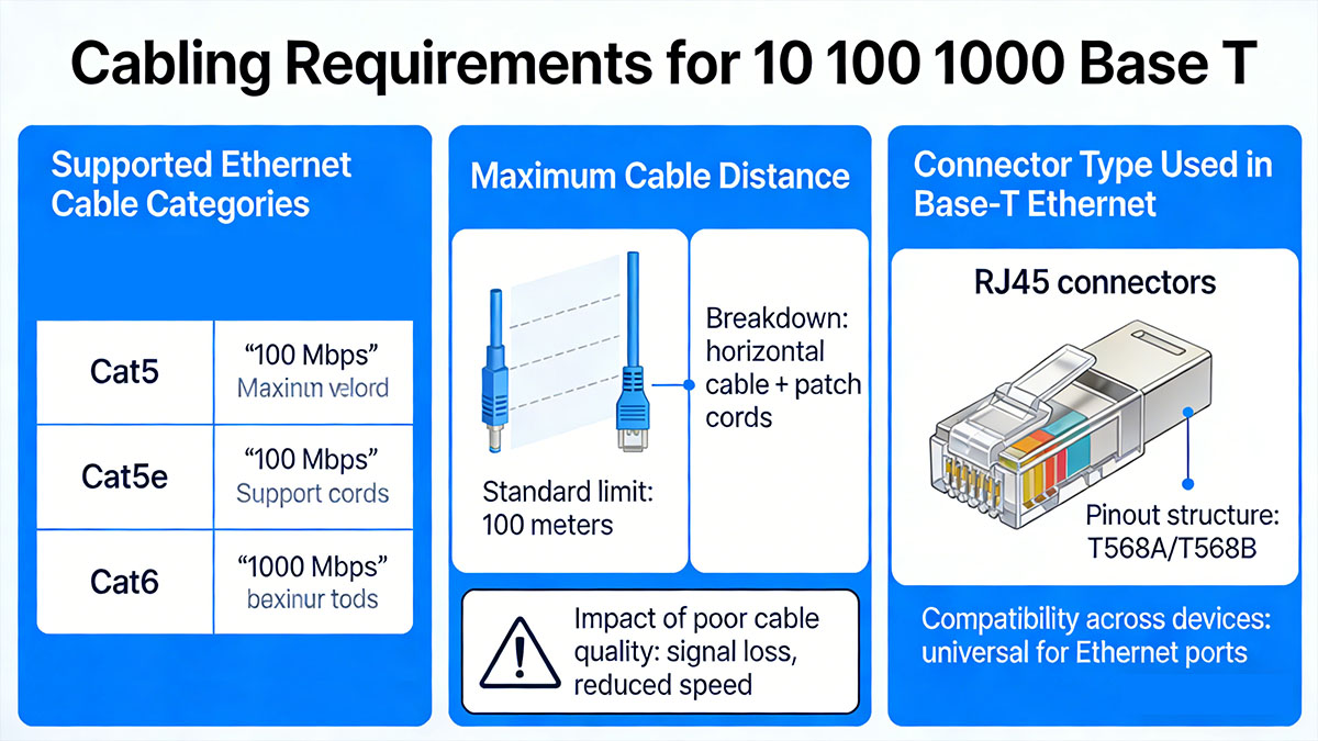 Cabling Requirements for 10 100 1000 Base T
