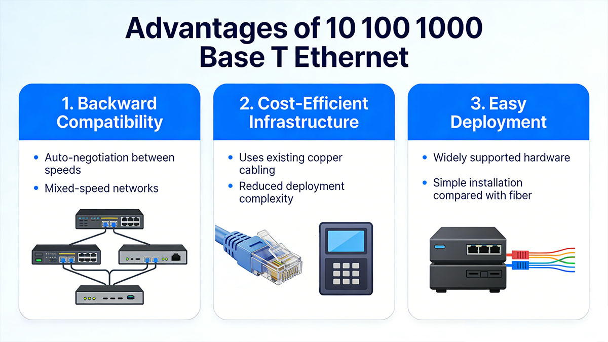 Advantages of 10 100 1000 Base T Ethernet