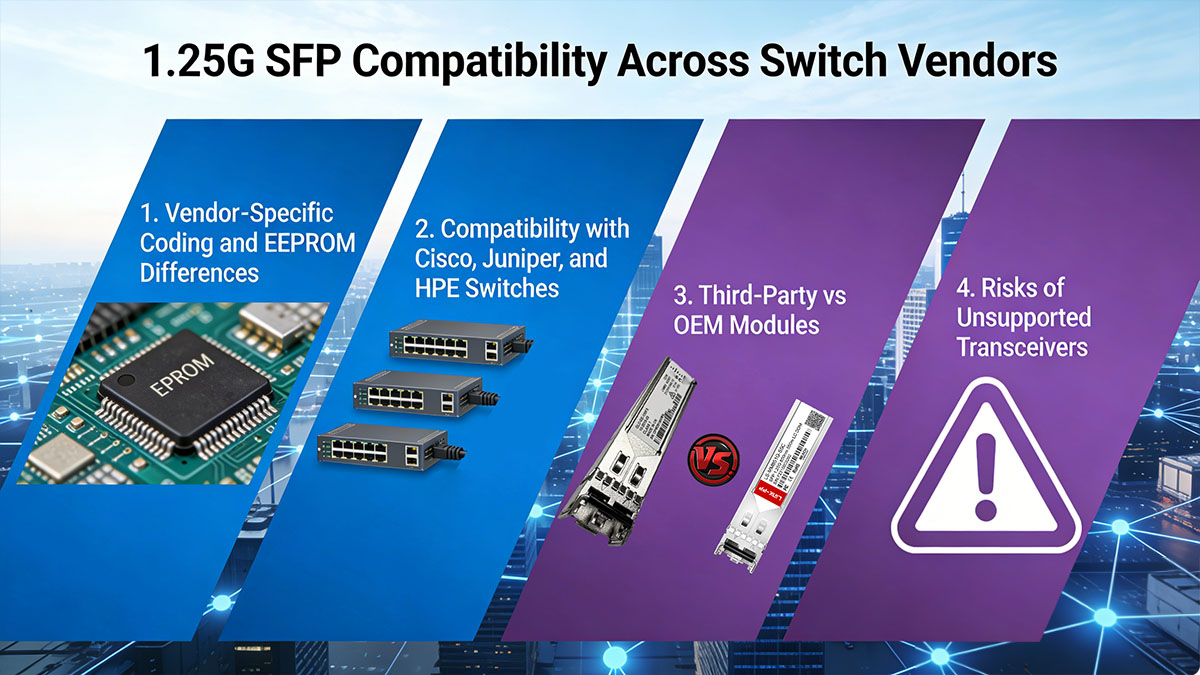 Compatibilidad con SFP de 1.25 G entre diferentes fabricantes de conmutadores