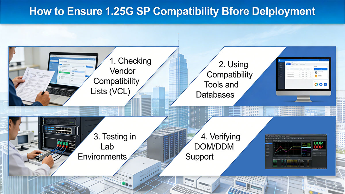 Cómo garantizar la compatibilidad con SFP de 1.25 G antes de la implementación.