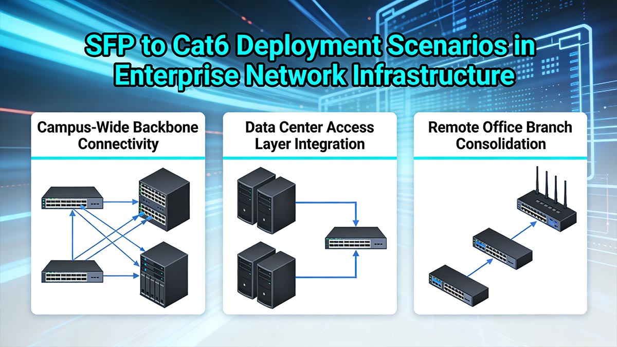 سيناريوهات نشر SFP إلى Cat6 في البنية التحتية لشبكات المؤسسات