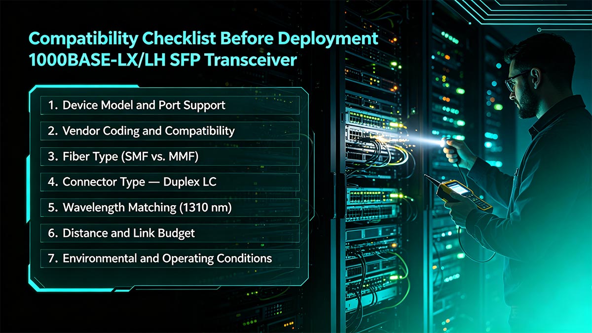 Daftar Periksa Kompatibilitas Sebelum Penerapan Transceiver SFP 1000BASE-LX/LH