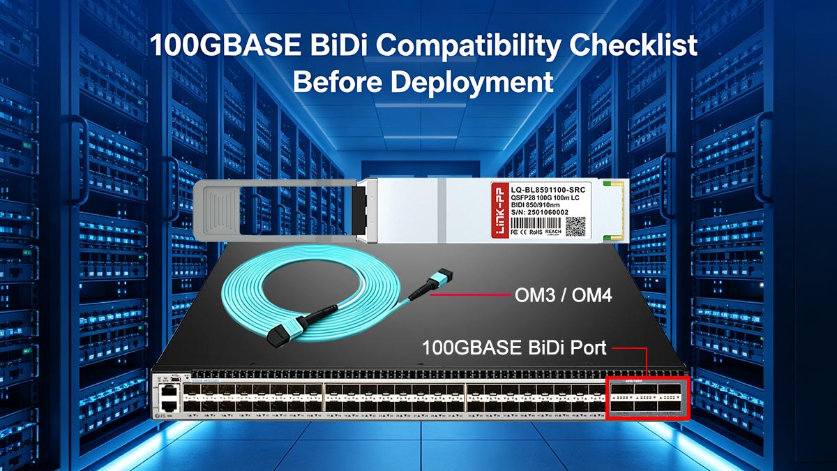 قائمة التحقق من توافق 100GBASE BiDi قبل النشر