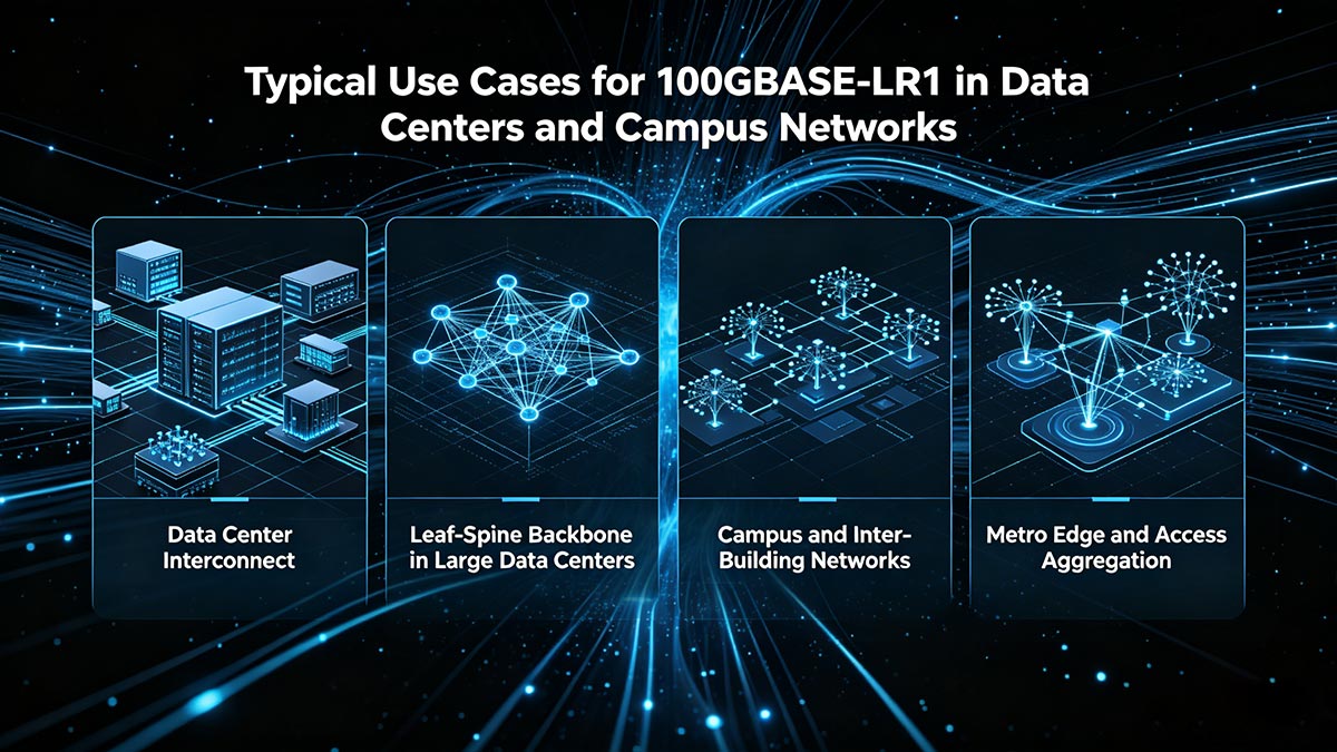 Casi d'uso tipici per 100GBASE-LR1 nei data center e nelle reti campus