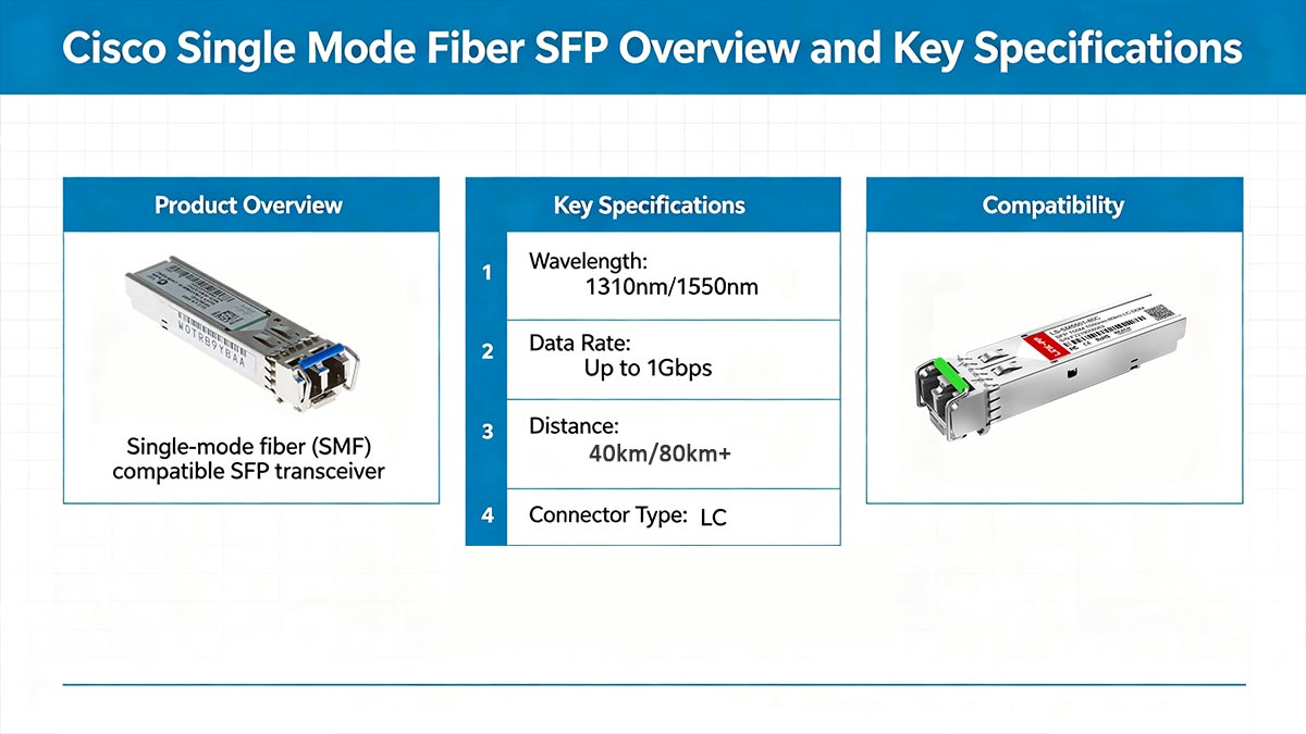 Présentation et principales spécifications des modules SFP fibre monomode Cisco