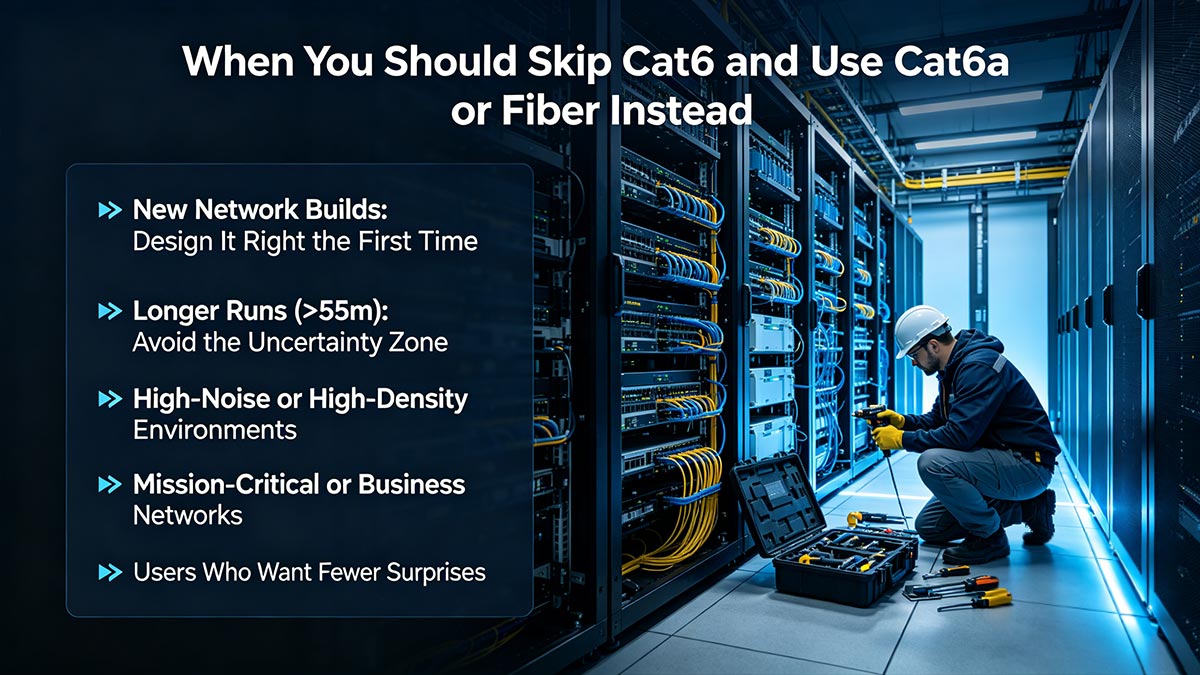 Cat6をスキップしてCat6aまたは光ファイバーを使用すべき場合