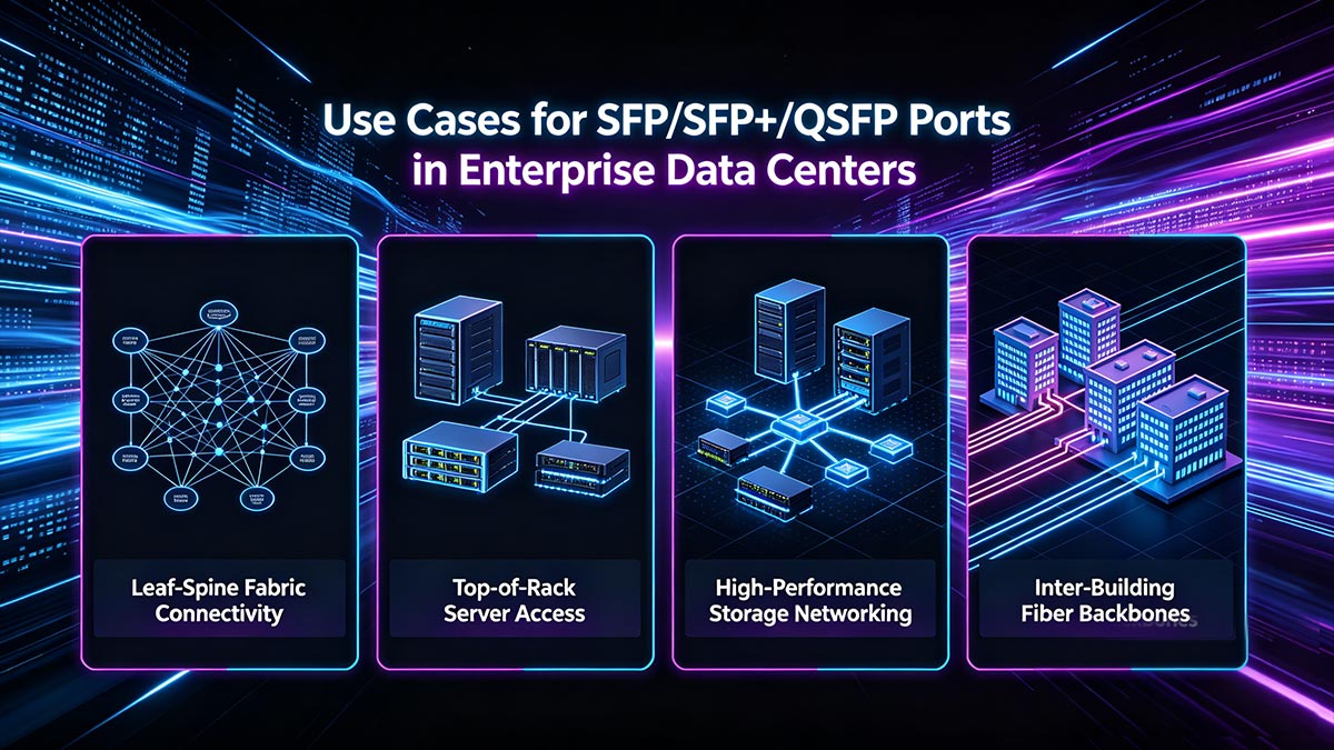Cas d'utilisation des ports SFP, SFP+ et QSFP dans les centres de données d'entreprise