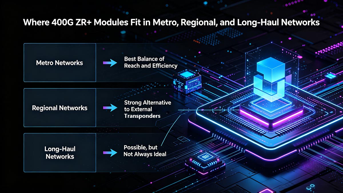 Where 400G ZR+ Modules Fit in Metro, Regional, and Long-Haul Networks