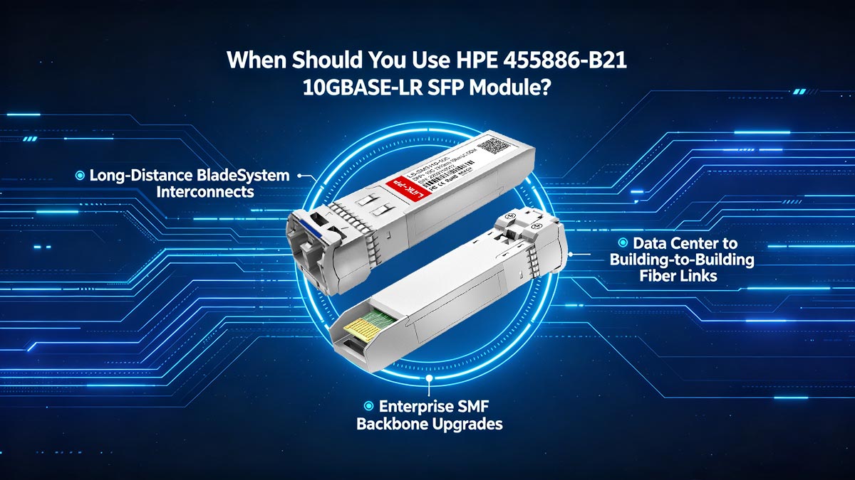 Quando devo usar o módulo SFP 10GBASE-LR HPE 455886-B21?