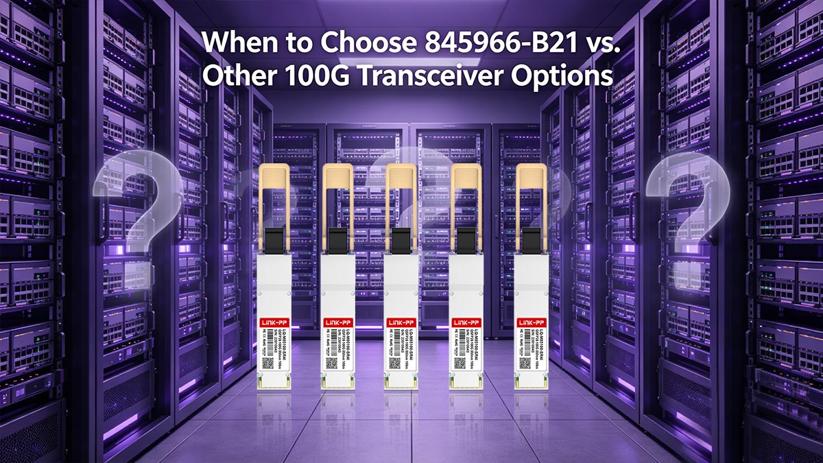 ¿Cuándo elegir el 845966-B21 frente a otras opciones de transceptores de 100G?