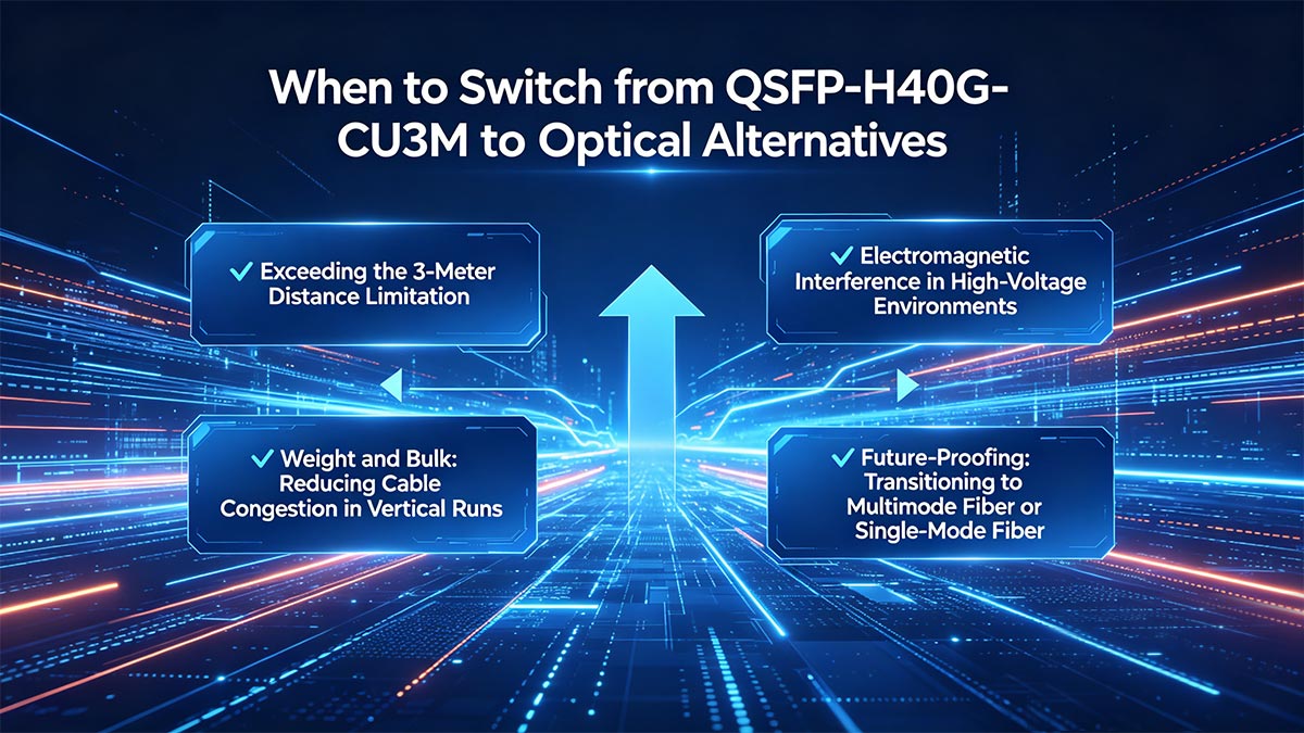 Quand faut-il passer du QSFP-H40G-CU3M aux alternatives optiques&nbsp;?