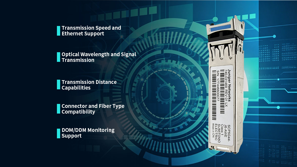 Explicação detalhada das especificações do Juniper SFP-LX10