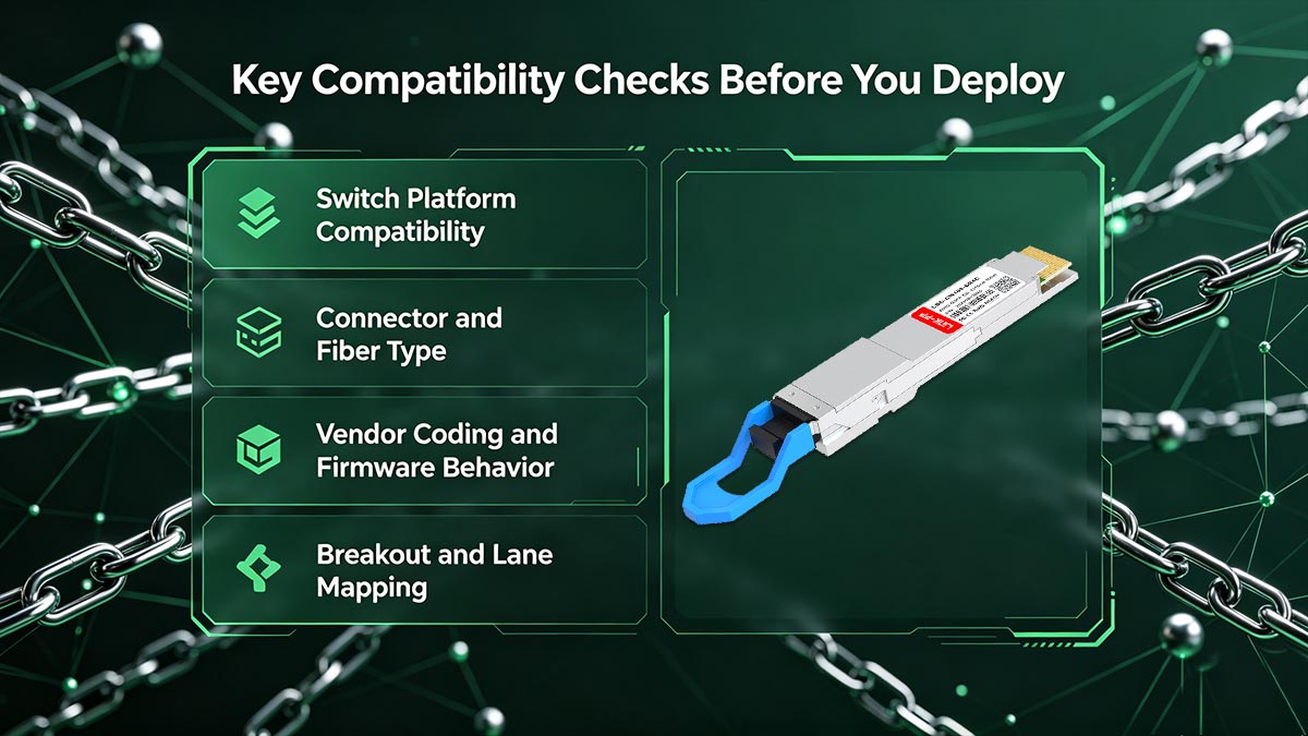 Comprobaciones clave de compatibilidad de QDD-400G-DR4 antes de su implementación