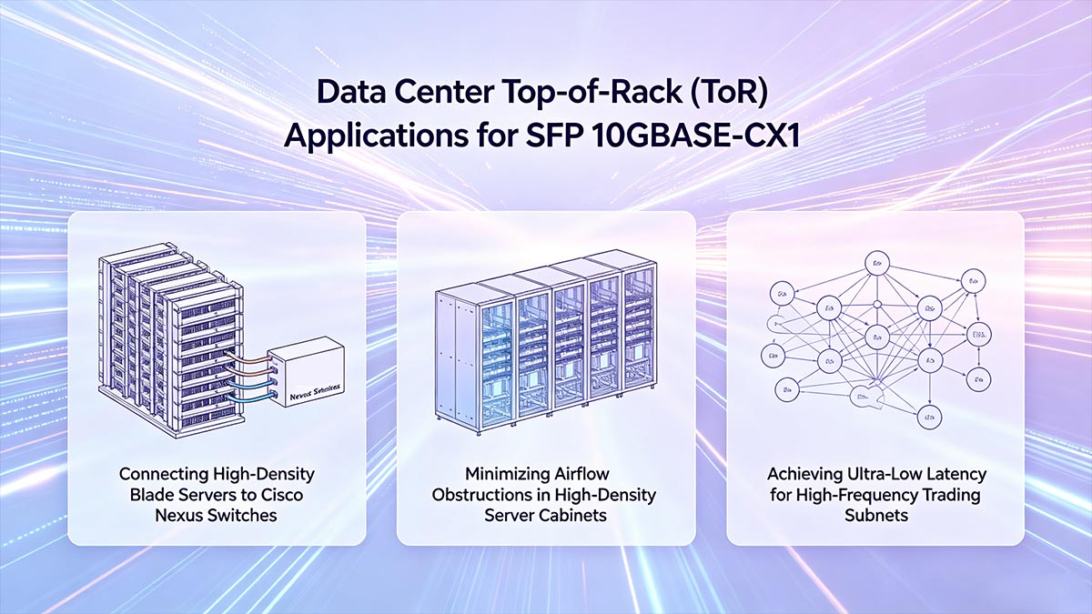 Aplicaciones Top-of-Rack (ToR) para centros de datos con SFP 10GBASE-CX1