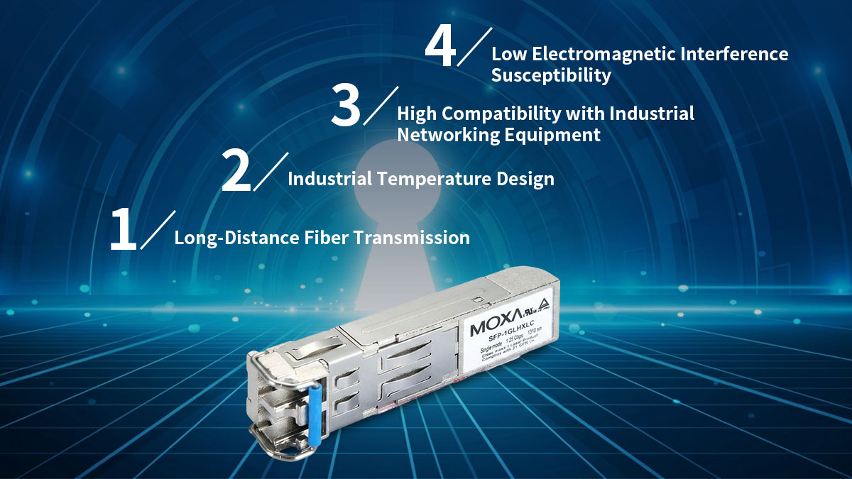 Principais características do Moxa SFP-1GLHXLC-T