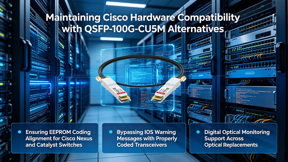 Mantener la compatibilidad del hardware de Cisco con alternativas al QSFP-100G-CU5M
