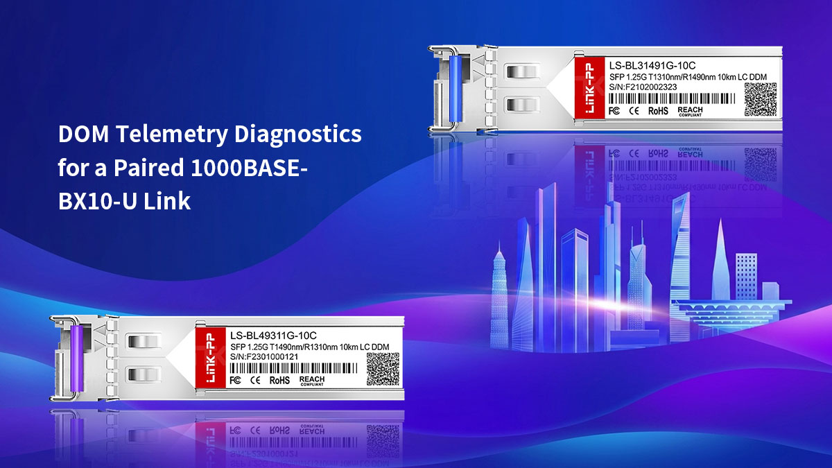 Diagnóstico de telemetría DOM para un enlace 1000BASE-BX10-U emparejado