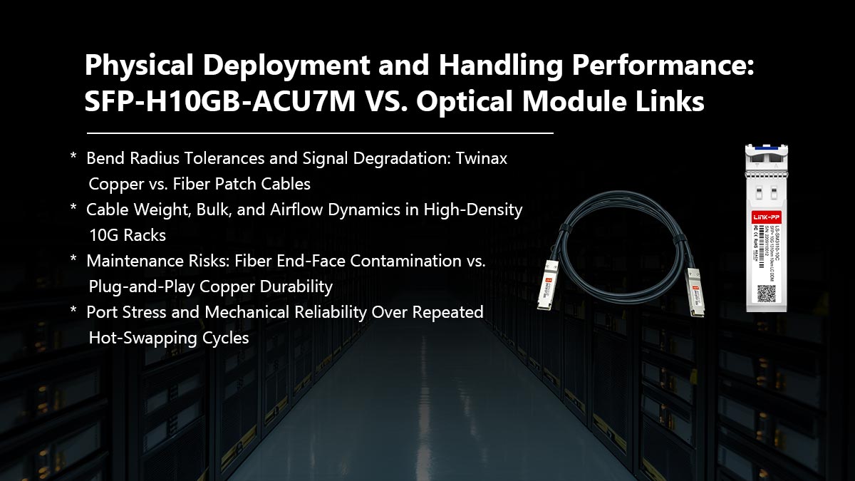 Rendimiento de despliegue físico y manejo del módulo SFP-H10GB-ACU7M frente a los enlaces del módulo óptico.