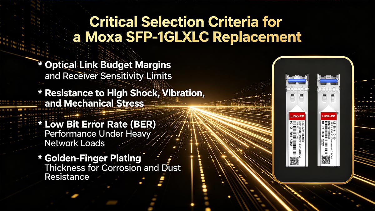 Critérios críticos de seleção para um substituto do Moxa SFP-1GLXLC