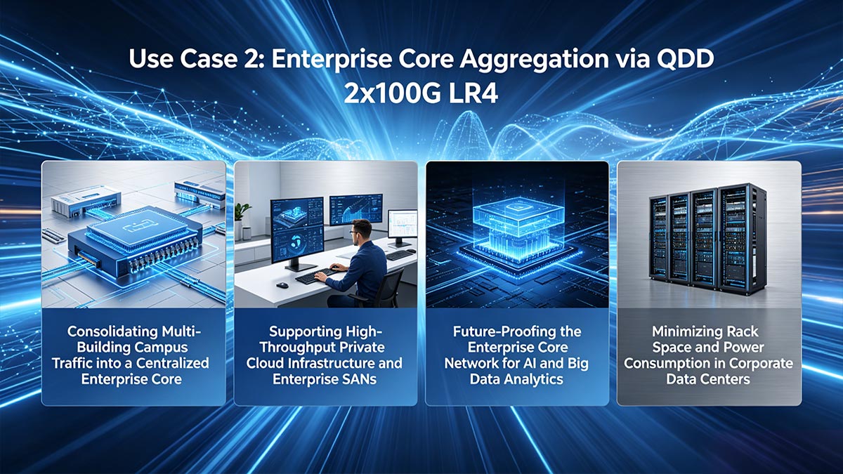 Use Case 2 Enterprise Core Aggregation via QDD 2x100G LR4