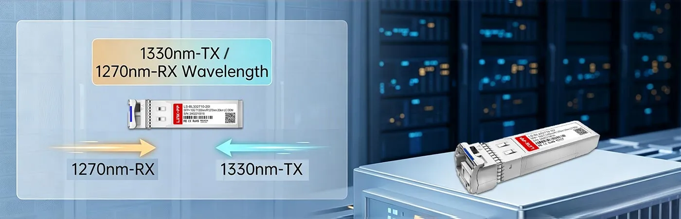SFP-10G32-BX20-I Module with 1330nm-TX and 1270nm-RX Wavelength