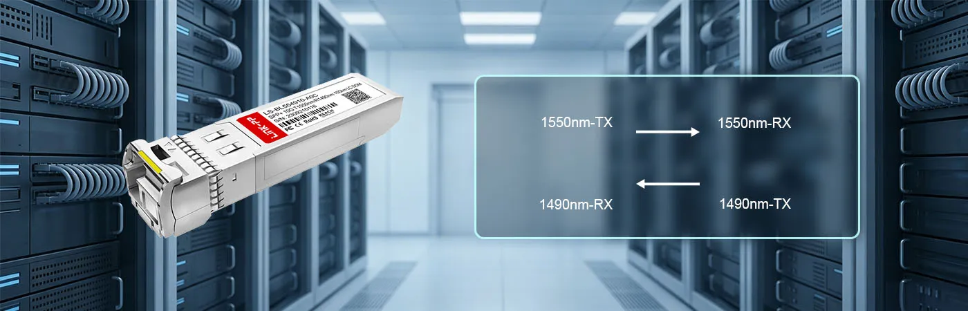 10GB-BX100-D Module with 1550nm-TX-1490nm-RX Wavelength