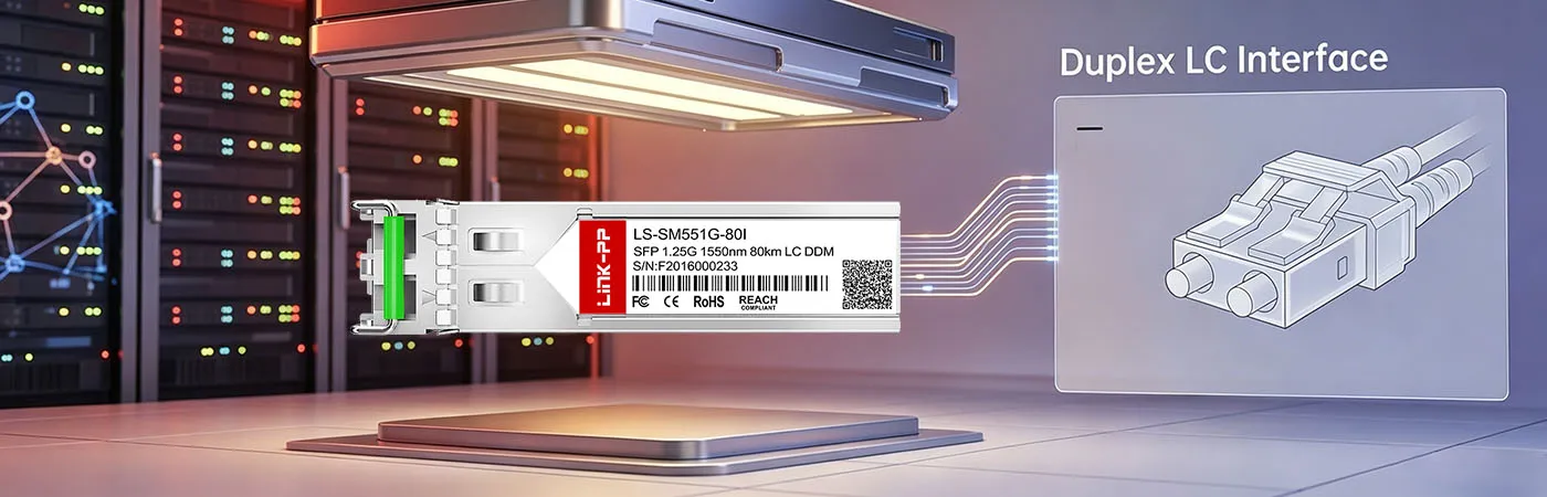 デュプレックスLCインターフェース搭載SFP1G-ZX-55-Iモジュール