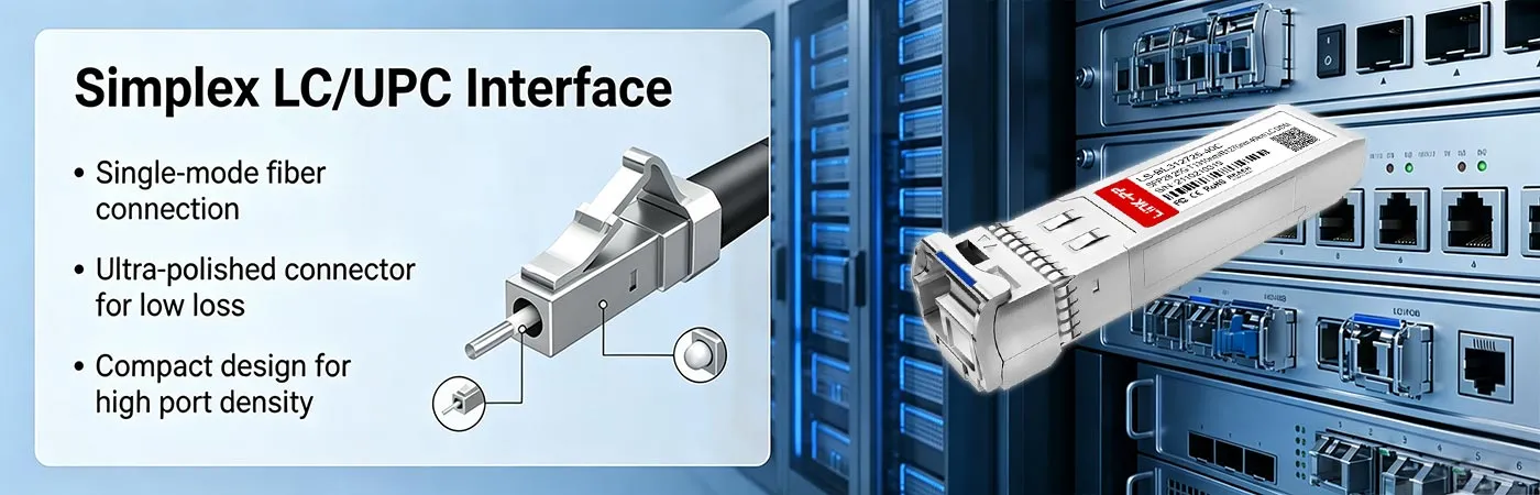 Modulo 25G-SFP28-BXD-40K con interfaccia Simplex LC UPC