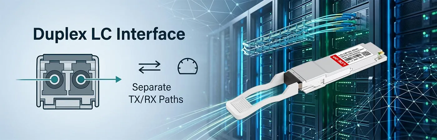 QSFP-100GBASE-ZR4 Module with Duplex LC Interface