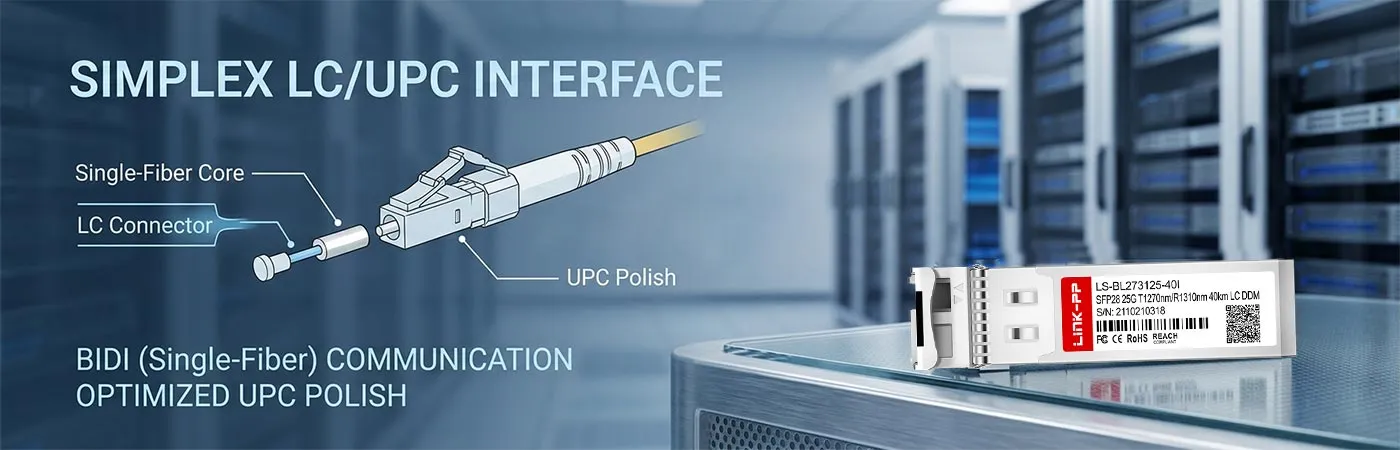 SFP28-25G-BX-40-I Modul mit Simplex LC UPC-Schnittstelle