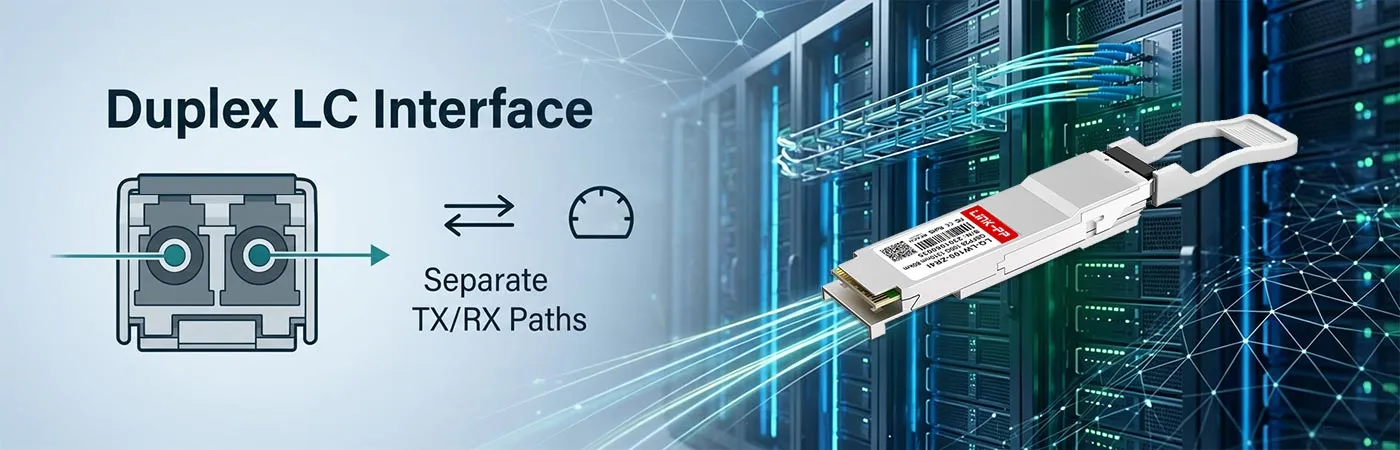 QSFP-ZR4-100G-I Modul mit Duplex-LC-Schnittstelle