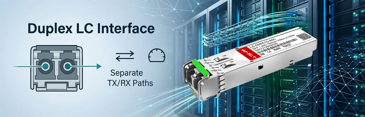 デュプレックスLCインターフェース搭載SFP1G-ZX100-55モジュール