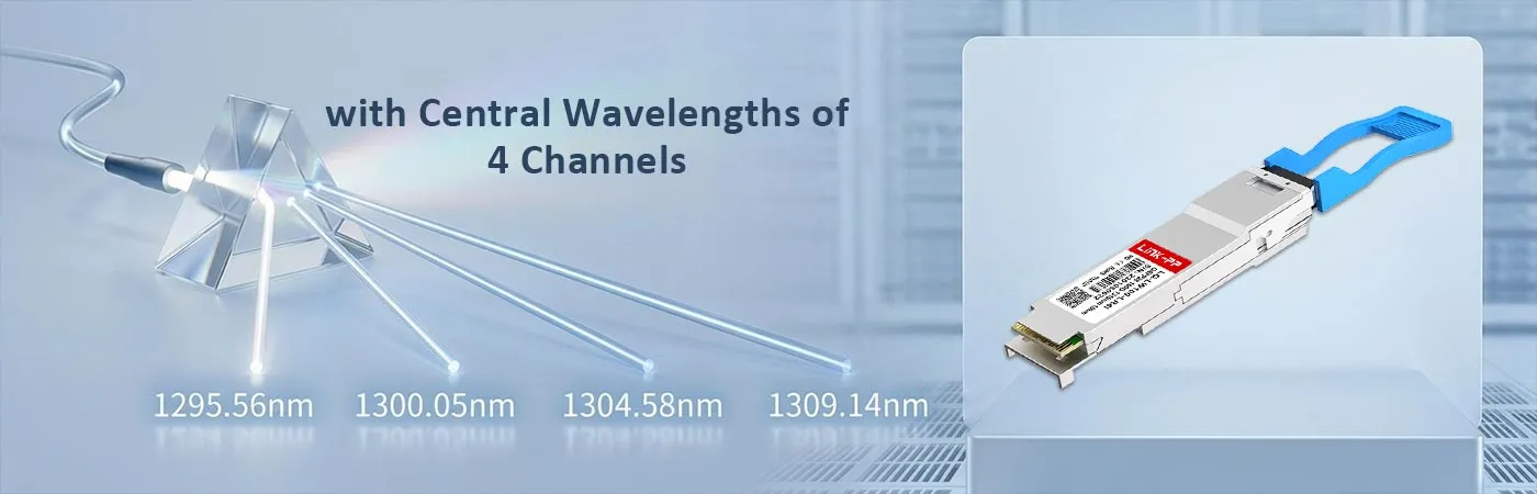 100G-QSFP28-LR4-10KM-I Module with Central Wavelengths of 4 Channels 1295.56nm, 1300.05nm, 1304.58nm and 1309.14nm