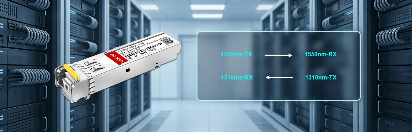 1550nm送信波長および1310nm受信波長を備えたSFP-FE-LX-SM1550-BIDI-Dモジュール