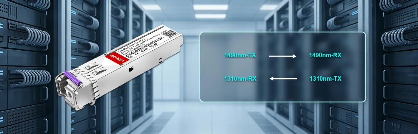 SFP-GIG-BX-D40 Module with 1490nm-TX and 1310nm-RX Wavelength