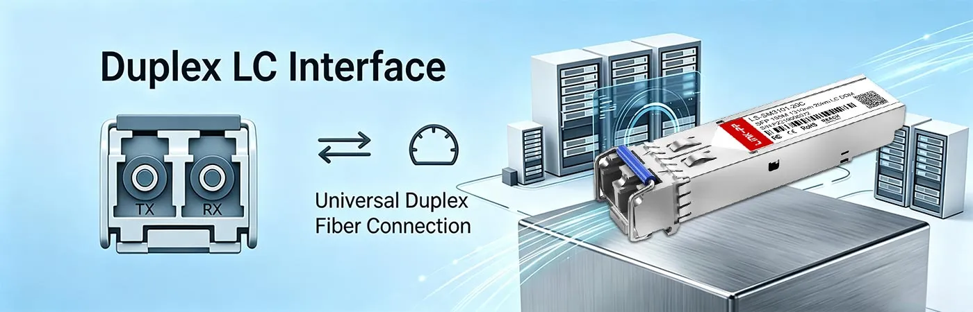 SFP-FE-LX20-SM1310-D-module met duplex LC-interface