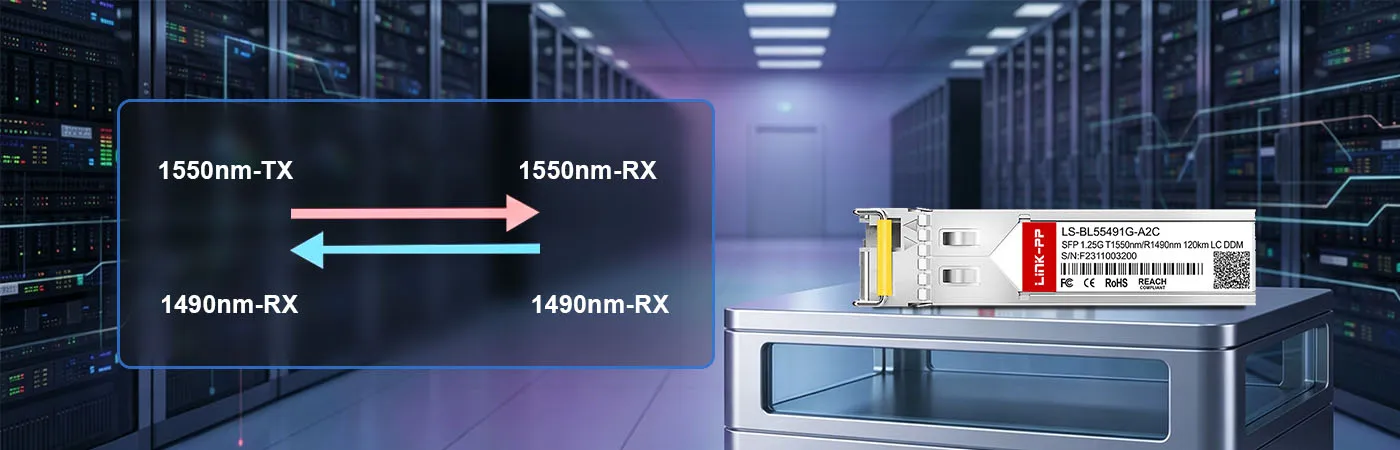 MGBIC-BX120-D Module with 1550nm-TX and 1490nm-RX Wavelength