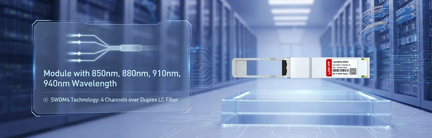 QSFP-40G-SRBD Module with 850nm, 880nm, 910nm, 940nm Wavelength