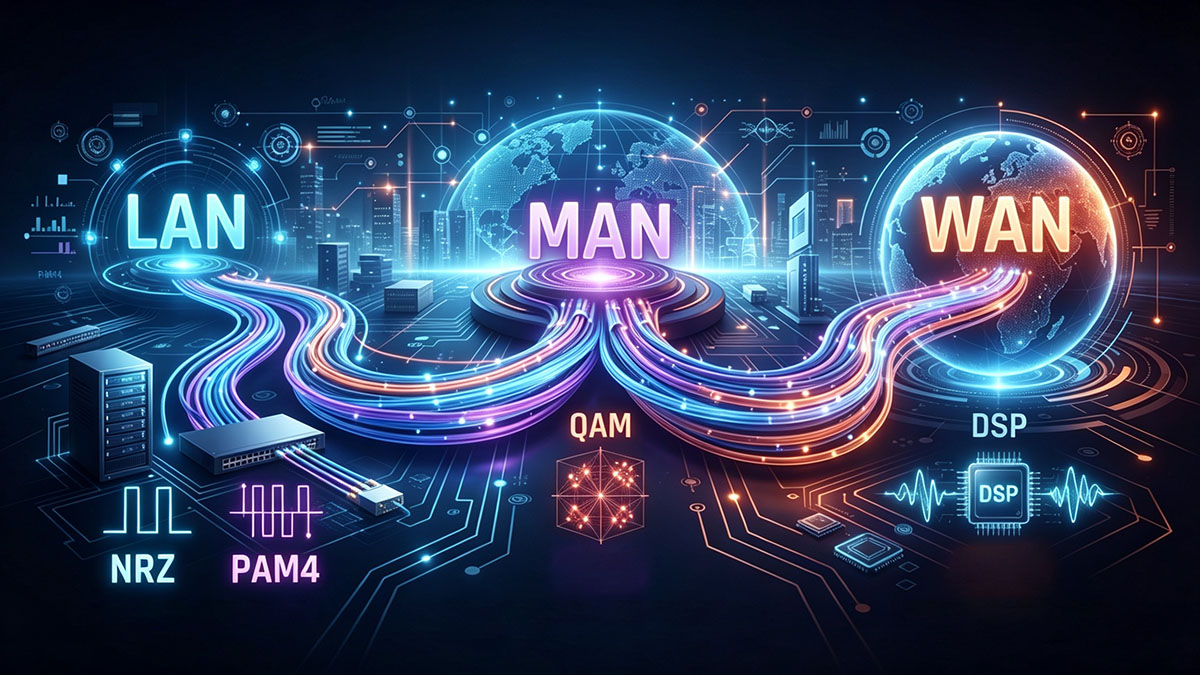 Signal Modulation and Processing Across MAN vs LAN vs WAN