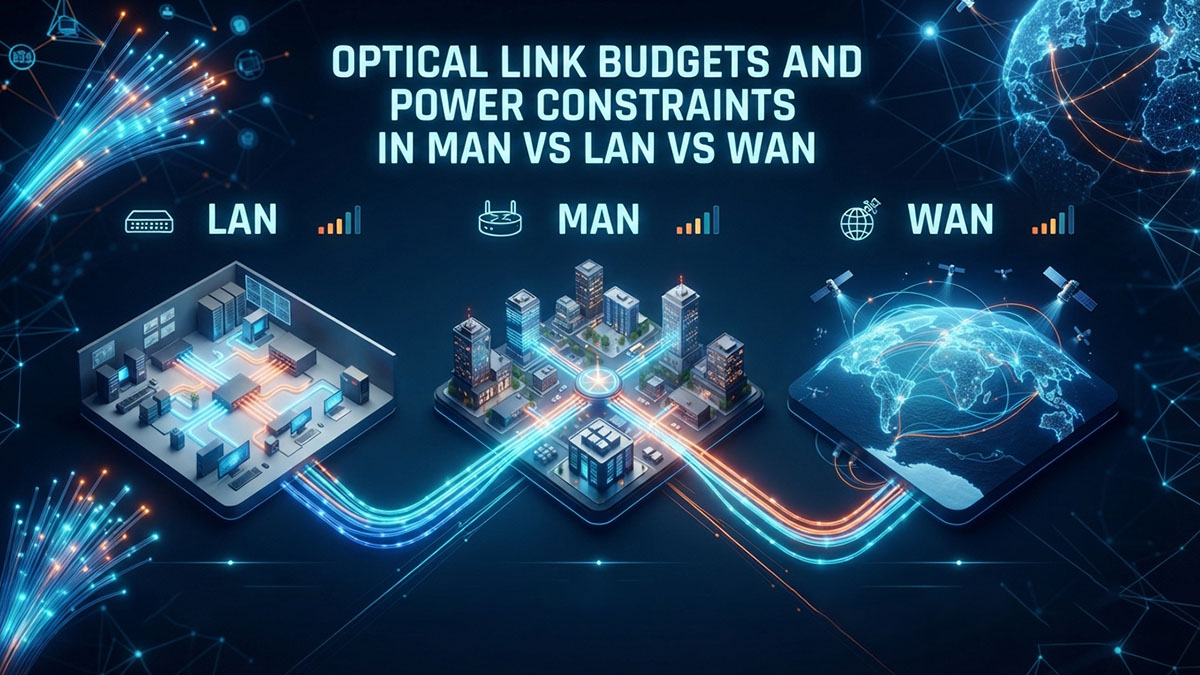 Optical Link Budgets and Power Constraints in MAN vs LAN vs WAN
